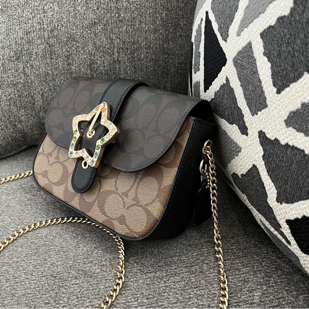 NWT COACH C7013 Gemma Crossbody In Blocked Signature Canvas With Star Buckle - Picture 3 of 16